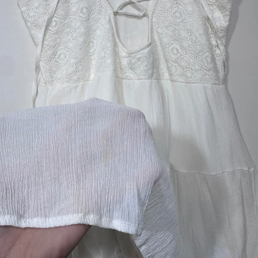 Abercrombie & Fitch White Lace‎ Mini Dress Women's M Coquette Boho Cottagecore - Picture 7 of 11